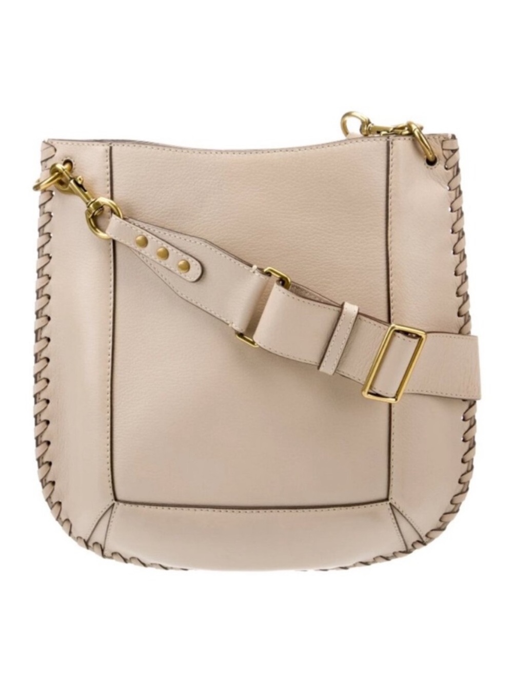 Isabel Marant Oskan Leather bag Crossbody with Whipstitch Trim and Gold